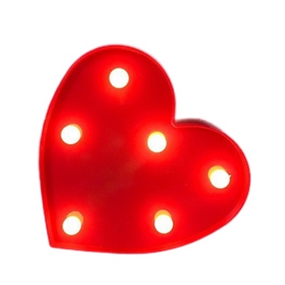 Hjerteformet LED natlampe i rød